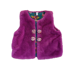 Matilda Jane Moments with You Good to Faux Pink Fur Vest Pockets Girl's Sz 8